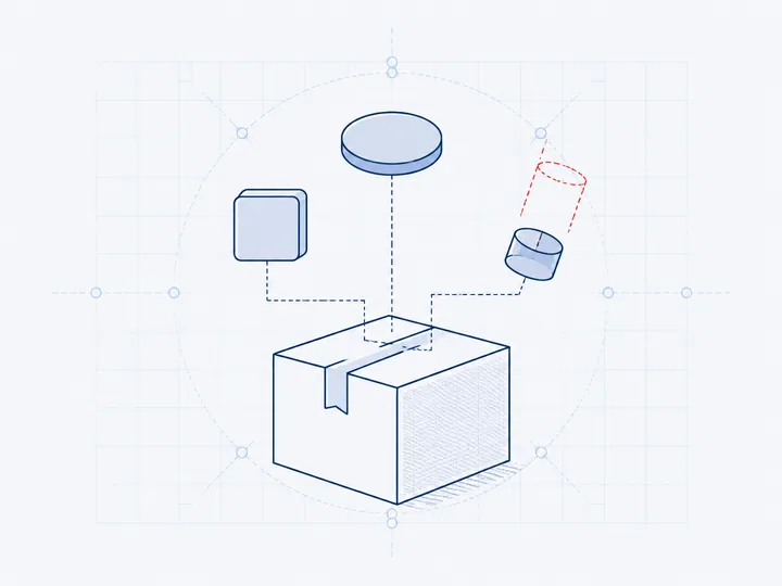 Exploded technical diagram of a consumer product with one misaligned component